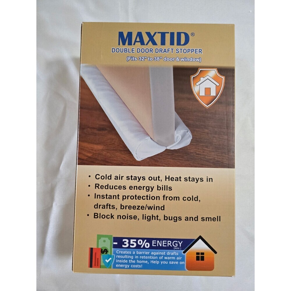 Maxtid Brown Double Door Draft Stopper Fits 32โ-38โ Door Or Window